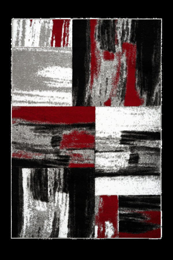 Swing 100 Modern Red and Black Rug with Checkered Design - ADORE RUGS and FLOORING